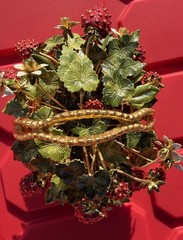 Gorham Jane Hutcheson Brass Basket Fleurs des Siecles Enamel Strawberries