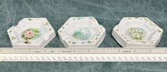 Vintage Porcelain Trinket Box Heart Set Miniatures Ashtrays Hand Painted Signed