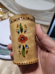 Vtg wood cup/vase Flower Courting Man & woman Handmade in norway