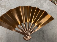 Vtg HOMCO Solid Copper Fan Plaques Set of 3 In Original Box MCM