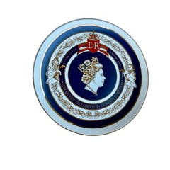 Crest of London Queen Elizabeth II Golden Jubilee Plate 1952-2002 Cobalt VTG
