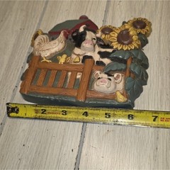 Vtg 1997 Barnyard Animal Wall Hanging Farmhouse Wall Decor Plaque Sunflowers