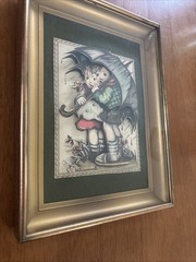 Hummel Goebel 3D Dimensional Picture Boy Girl under Umbrella VTG 1986 Shadowbox