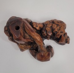 GLASS BARON burl wood display stand only sculptural dark brown