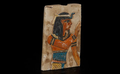 Ancient Egyptian Antiques Pharaoh Relief Limestone Wall Plaque Hand Painted Art