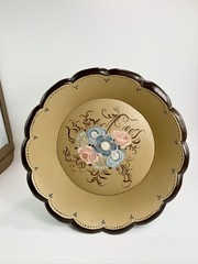 Vintage Norwegian Hand Painted Wood Rosemaling Fruit Bowl Pedestal