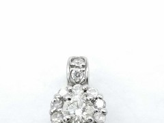 K18WG Diamond Pendant 0.20ct Flower Design Necklace Top Used