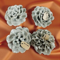 Chive France Collection Limoges Gray White Ceramic Flowers Set of 4 Vintage #8