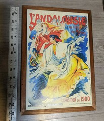 L’Andalousie By Cheret 9″x13″ French Exposition Wood & Ceramic Wall Art Plaque
