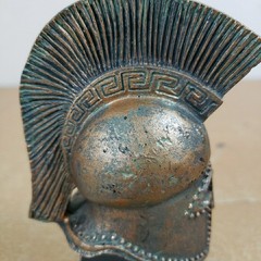 Vintage Small Ancient Greek Copper Corinthian Helmet Roman Spartan 5″ Figurine