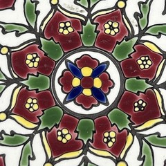 Nassos Keramik Ceramic Art Tile Coaster Hand Made Rodos Hellas Greece Round 3.5″