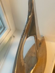 Vintage sail boat sculpture 15”x13” metal abstract art deco MCM mantle nautical