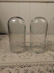 3 Vtg Cast Aluminum Light Bulb Cage & Glass Insert Lamp Industrial MCM