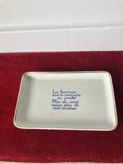 Vintage Limoges Porcelain Trinket Dish Charming French Quote White Gold Rim