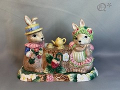 1990s Fitz and Floyd Bonnet Hill Butter Dish