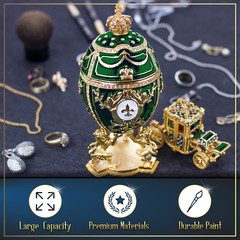Royal Imperial Green Faberge Egg Replica: Large 6.6 inch + Carriage by Vtry
