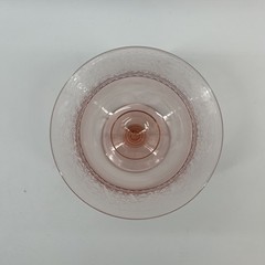 Pink Depression Glass Etching on Rim Pedestal/Footed Compote Candy/Dessert Dish