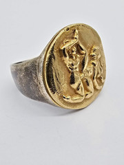 300 BC Ancient Roman Greek High Carat GOLD Silver Ring Erotic Motive Artifact