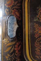 Antique 1800s Tin Metal Toleware Hand Painted Tray Courtship Man Woman Folk Art