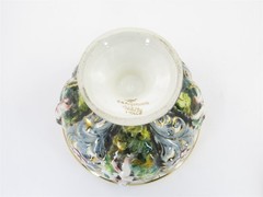 Capodimonte Footed Candy Dish with Lid Featuring Cherub Finial