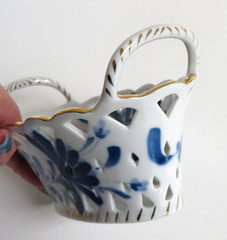 Blue & White Handcut Handpainted Reticulated Porcelain Basket Little Switzerland