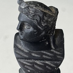Antique Grand Tour Black Carved Lava Neoclassical Bust Figural Seal 19th C Italy