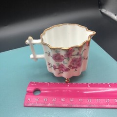 Antique Hand Painted Demitasse Creamer Footed Cherry Blossoms Fun