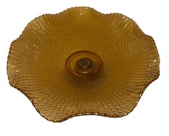 Antique Fenton glass Ruffled Pedestal ￼bowl with a brass Claw Foot Fun