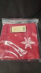 New Longaberger Falling Snow Red Napkins Set of 2 Embroidered Snowflake Winter