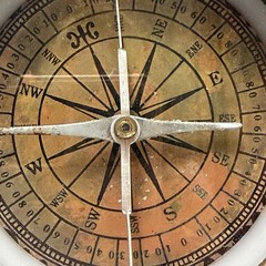 Antique Nautical Compass Handmade Wood Copper Coastal Nautical Decor Estate VTG