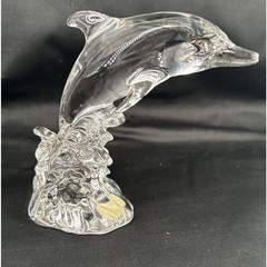 Dolphin Sculpture 24% Lead Cristal Au Plomb Wonders of the Wild in Waves Germany