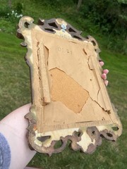 VTG Hollywood Regency Rococo Gold Gilt Ornate Framed Velvet Cameo Lady Wall Art