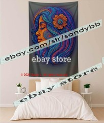 Celestial Goddess Face Tapestry 3D relief look Wall Art mystic decor 39X59 in