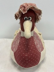 Vtg Handmade Stuffed Plush Mother Goose Bird Weighted Farmhouse Doorstop 13″