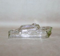 Boat Hollow Candy Holder Clear Glass ~ 4 3/4” Long 1940’s