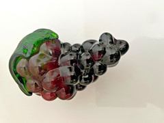 VTG HAND BLOWN ART GLASS GRAPE CLUSTER PURPLE & GREEN WINE THEME 6.5″ X 4″
