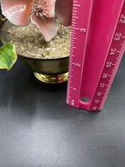 Vtg Metal & Enamel Floral Flower Arrangement MCM Brass Yellow 8” Wide
