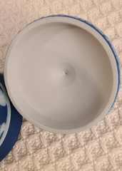 Dark Blue and White Wedgwood Jasperware Lidded Jar Approximately 4 1/2″ tall