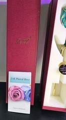 Beautiful Gold Dipped Rose 24K Plated Forever Preserved Roses Flower Blue 11″~~