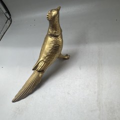 Rare Antique Vintage Metal Pheasant Bird Salt Pepper Shaker Patina Gold Tone USA