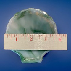 Vintage AKRO AGATE Shell Trinket Dish Ash Tray Green White Slag Glass