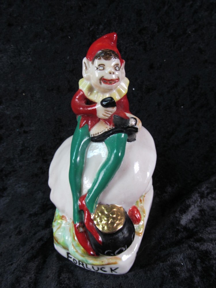 Belleek Irish Vintage RARE! Leprechaun Painted 5-1/4” Elf, Knome 3rd Green Mark
