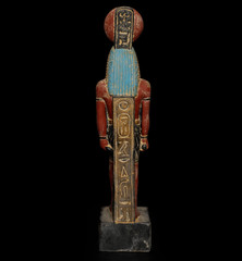 Ancient Egyptian Antiques Ra Falcon God Statue Black Stone Solar Disc Figure BC