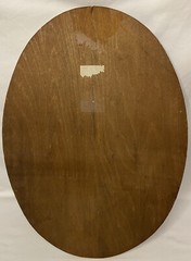 Vintage Art Nouveau Oval Wood Carved Pyrography Victorian Lady