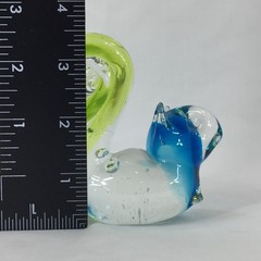 Vintage Hand Blown Art Glass Squirrel Figurine Blue Clear Green 3 1/2″ Tall