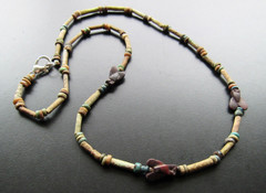 NILE Ancient Egyptian Fly Amulet Mummy Bead Necklace ca 600 BC