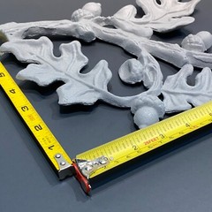Vtg Pediment Fall Oak Acorn Leaf Wall Decor Cast Aluminum Art Panel 13.75″x8″