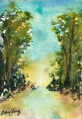 Original Watercolor ACEO Painting by Mary King – Beautiful Trees