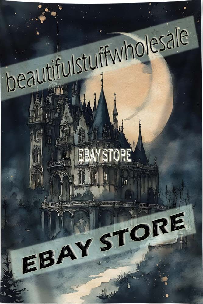 View Castle Wall Hanging Tapestry Moon Gothic Scene 39X59 in