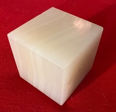 Vintage White Onyx Alabaster Stone Square Display Stand or Base Cube Paperweight